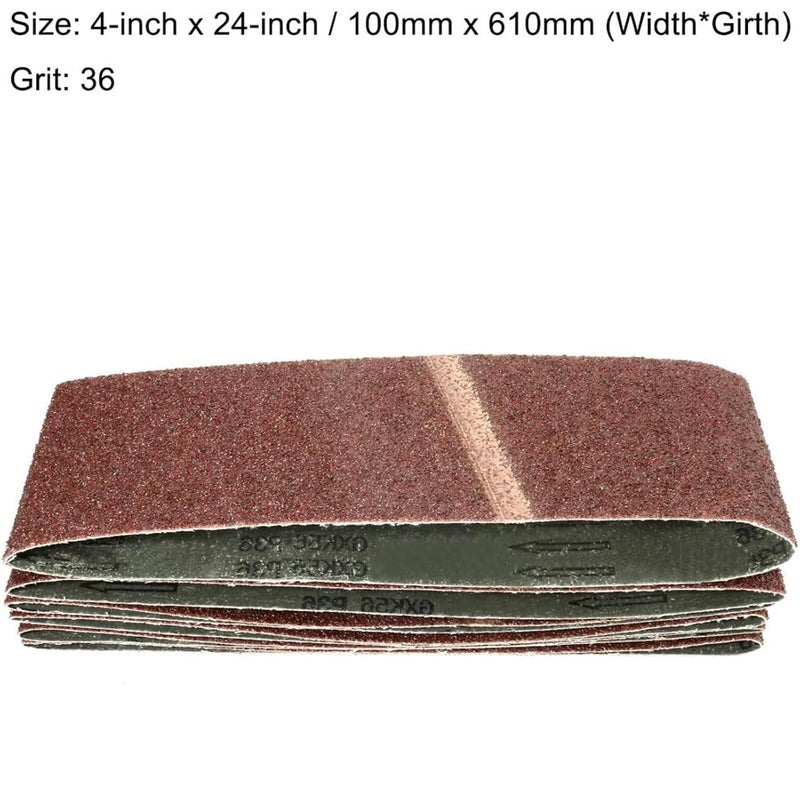 Boxonly 4 x 24 Inch Aluminum Oxide Sanding Belt for Belt Sander 36 Grit 6pcs (Red or Black Random) - Image 3